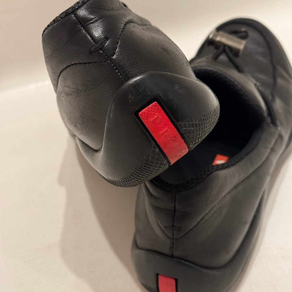 Prada Black Leather Slip-On Loafers with Silver Hardware - Picture 2 of 7